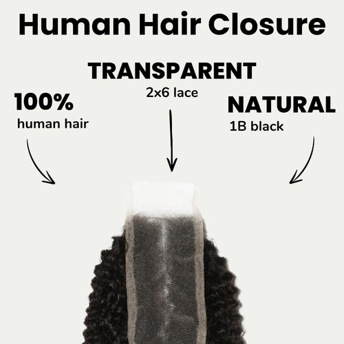 Afro Kinky 2x6 Transparent Lace Human Hair Closure