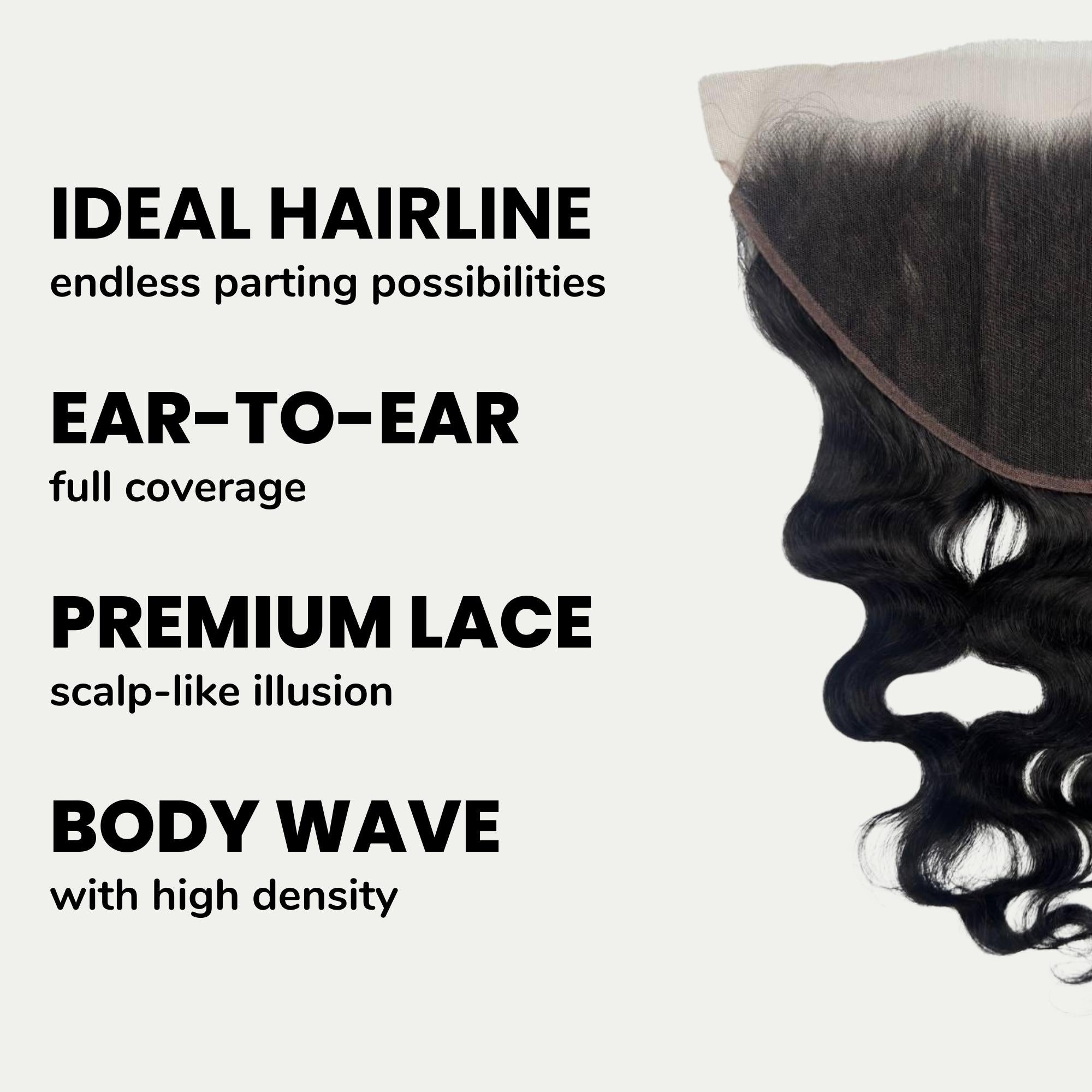 Jet Black Body Wave 13x6 HD Lace Human Hair Frontal